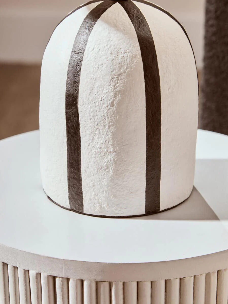 Carta Black and White Stripe Papier Mache Table Lamp - Image 13