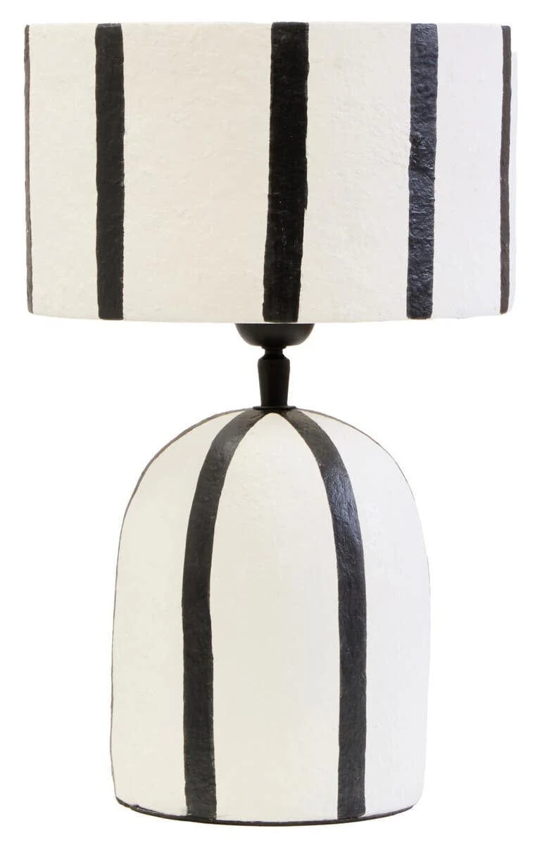 Carta Black and White Stripe Papier Mache Table Lamp - Image 2