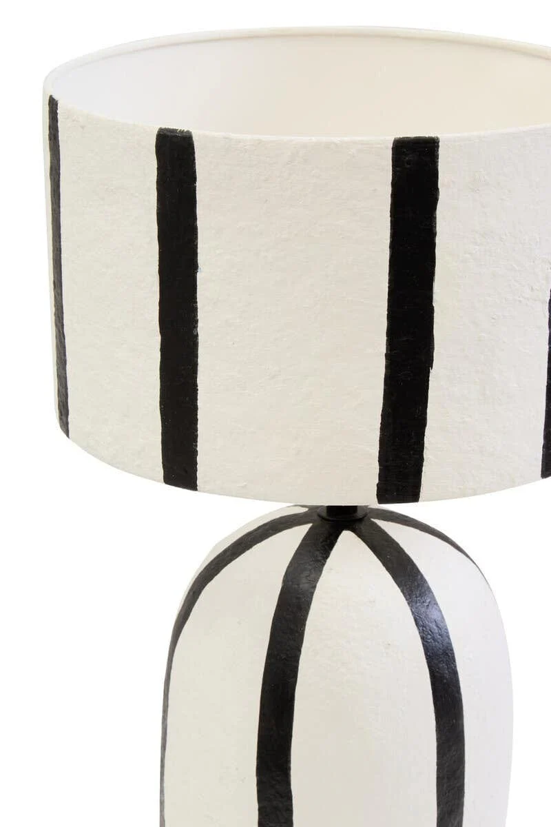 Carta Black and White Stripe Papier Mache Table Lamp - Image 4