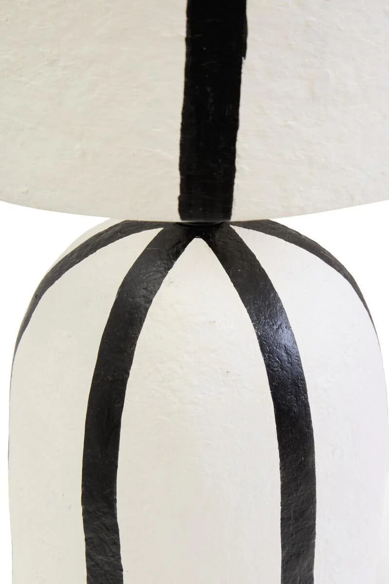 Carta Black and White Stripe Papier Mache Table Lamp - Image 5