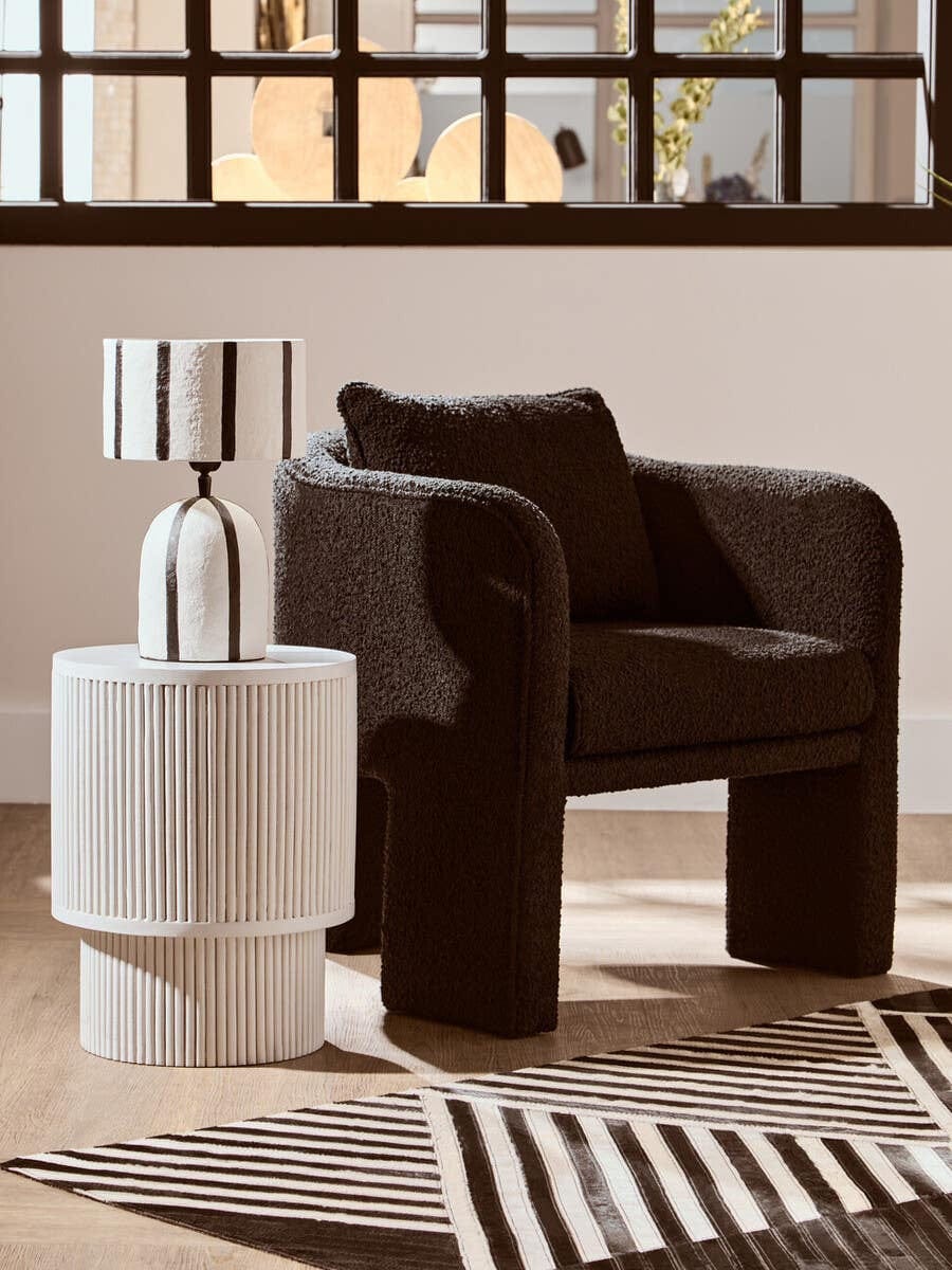 Carta Black and White Stripe Papier Mache Table Lamp - Image 9