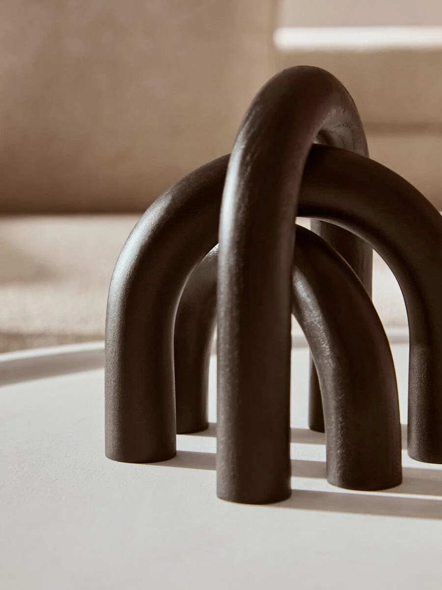 Cato Black Wood Arch Sculpture - Image 7