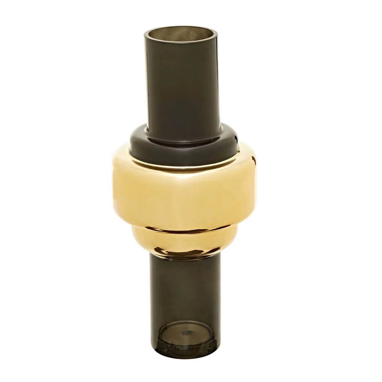 Cayden Large Smoked Black And Gold Vase - Image 2