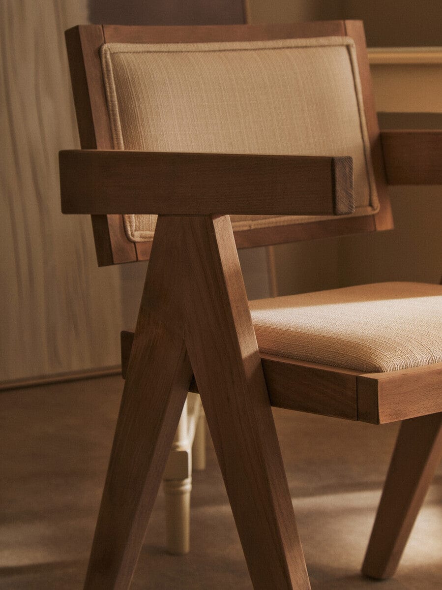 Cebu Ivory Fabric and Grey Wash Beech Wood Dining Chair - Image 11