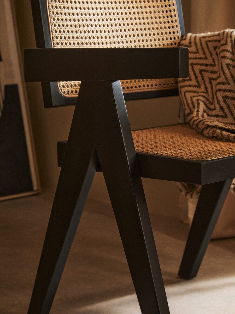 Cebu Natural Cane and Black Beech Wood Dining Chair - Image 12