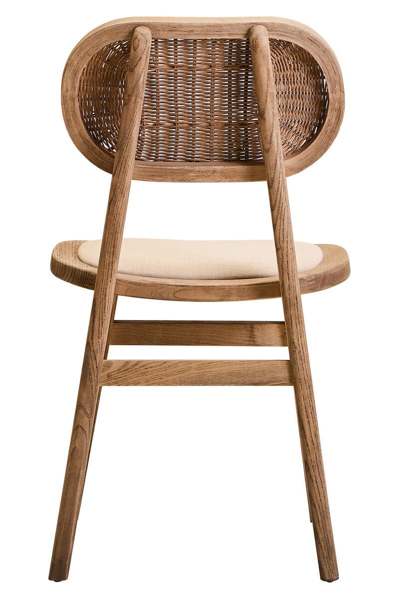 Cebu Beige Fabric and Grey Wash Elm Wood Dining Chair - Image 4