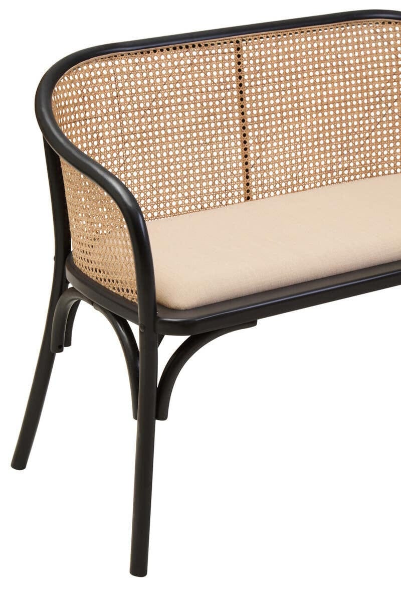 Cebu Natural Cane Bench with Black Beech Wood Frame - Image 7