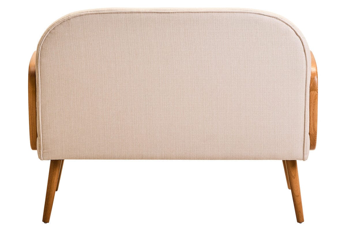 Cebu Ivory Fabric and Cane 2 Seat Sofa with Elm Wood Legs - Image 7