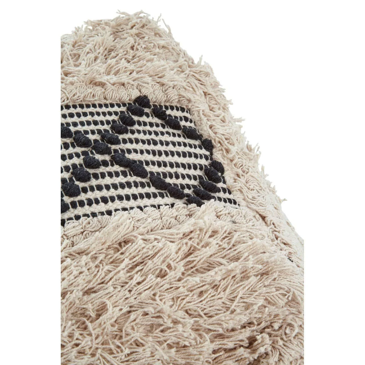 Cefena Black and White Shaggy Pouffe - Image 5