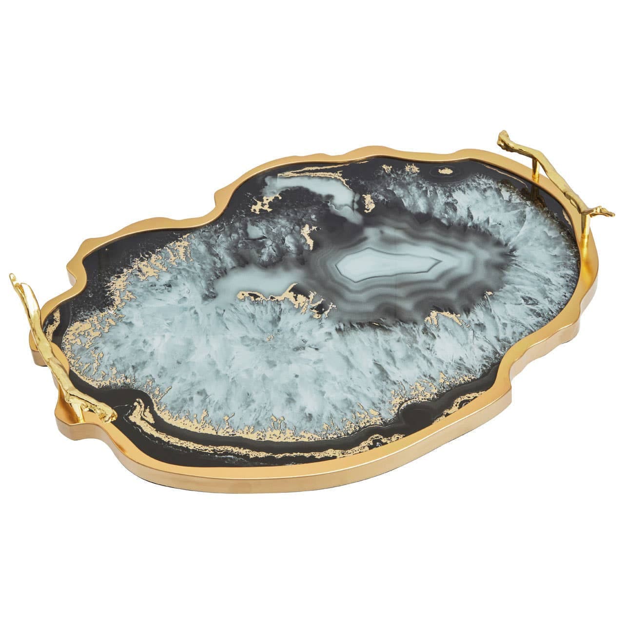 Celina Black And Gold Agate Tray - Image 2