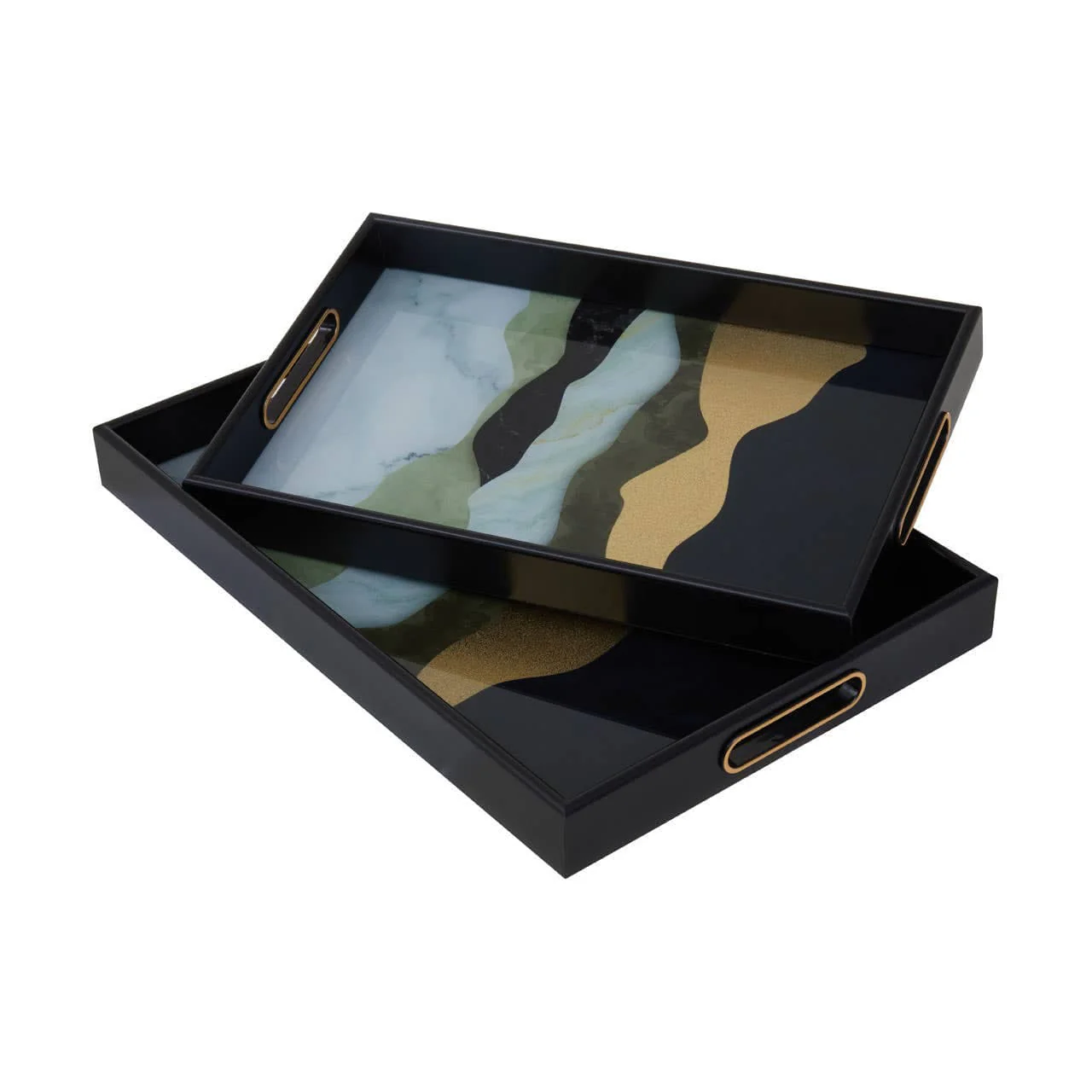 Celina Set Of Two Assorted Colour Rectangular Trays - Image 2