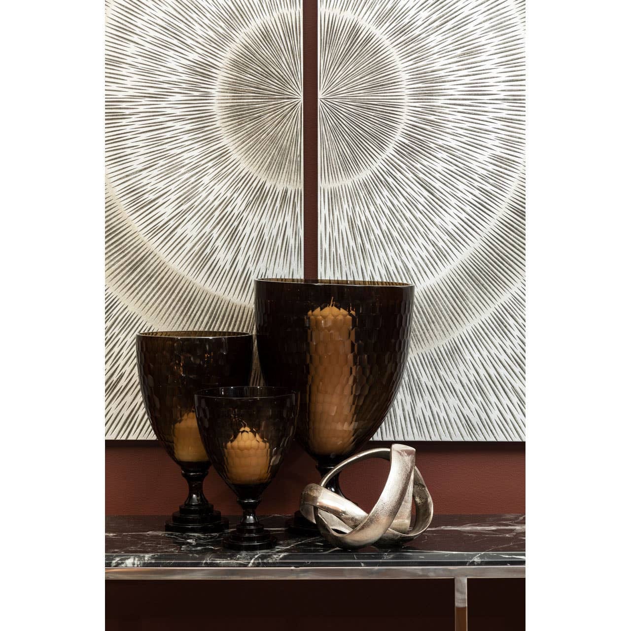 Cortina Small Honeycomb Glass Candle Holder - Image 11