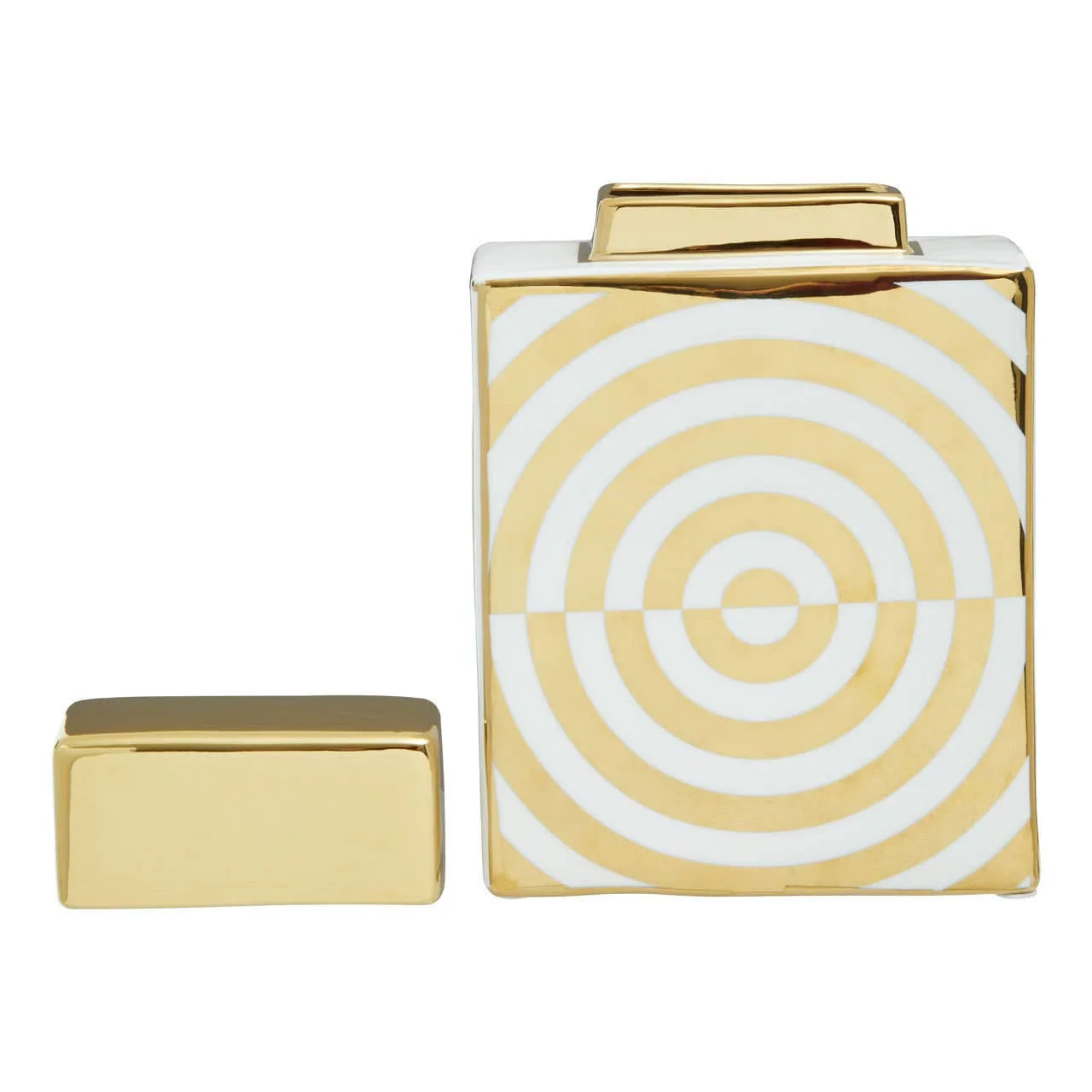 Curva Gold and White Ceramic Jar - Image 7