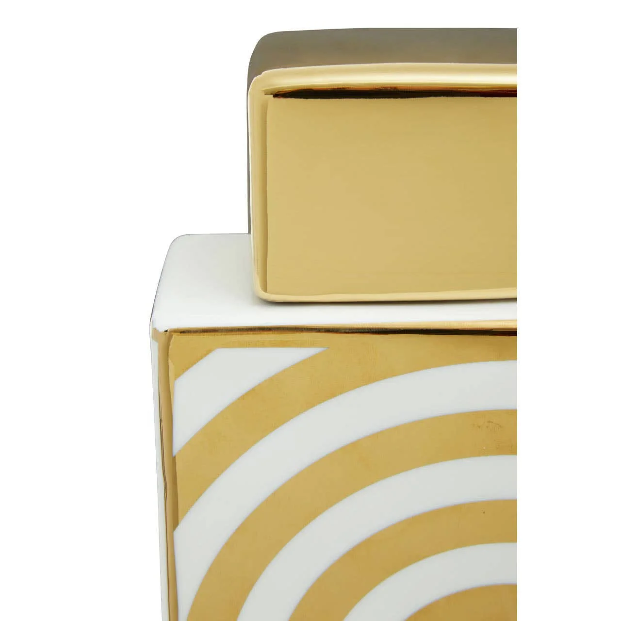 Curva Gold and White Ceramic Jar - Image 8