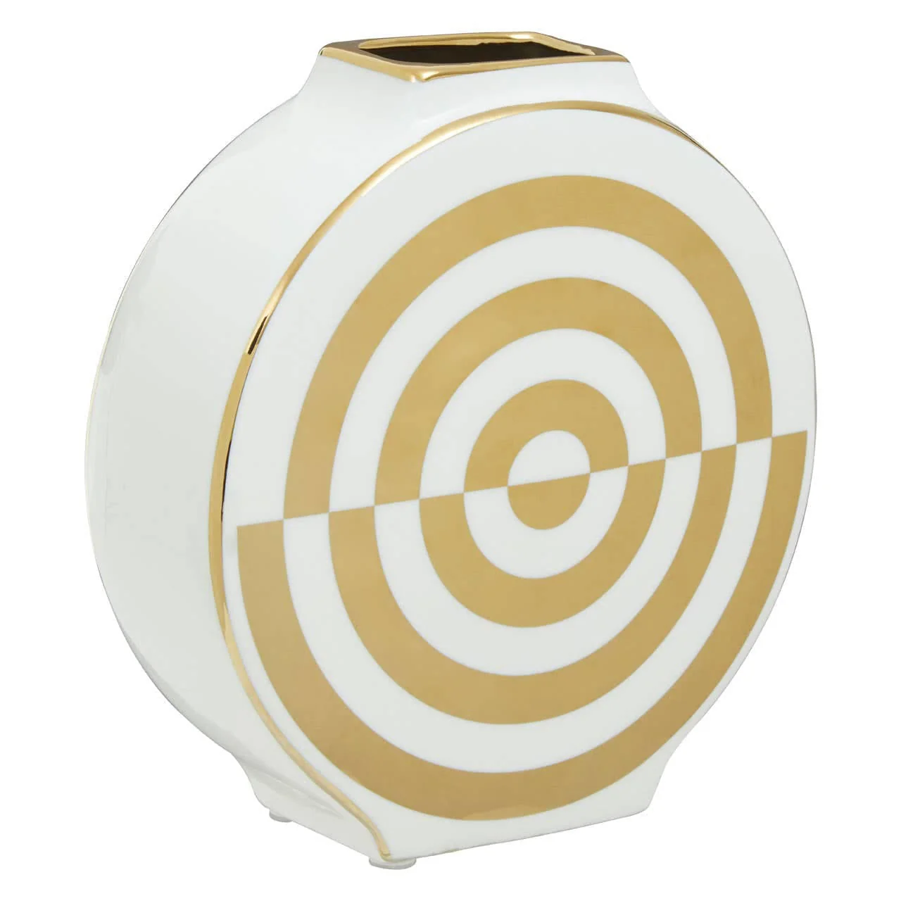 Curva Gold and White Ceramic Round Vase - Image 4
