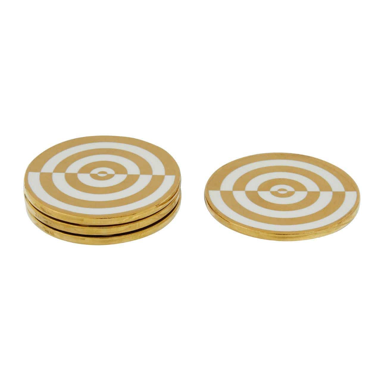 Curva Gold and White Set Of Four Coasters - Image 3