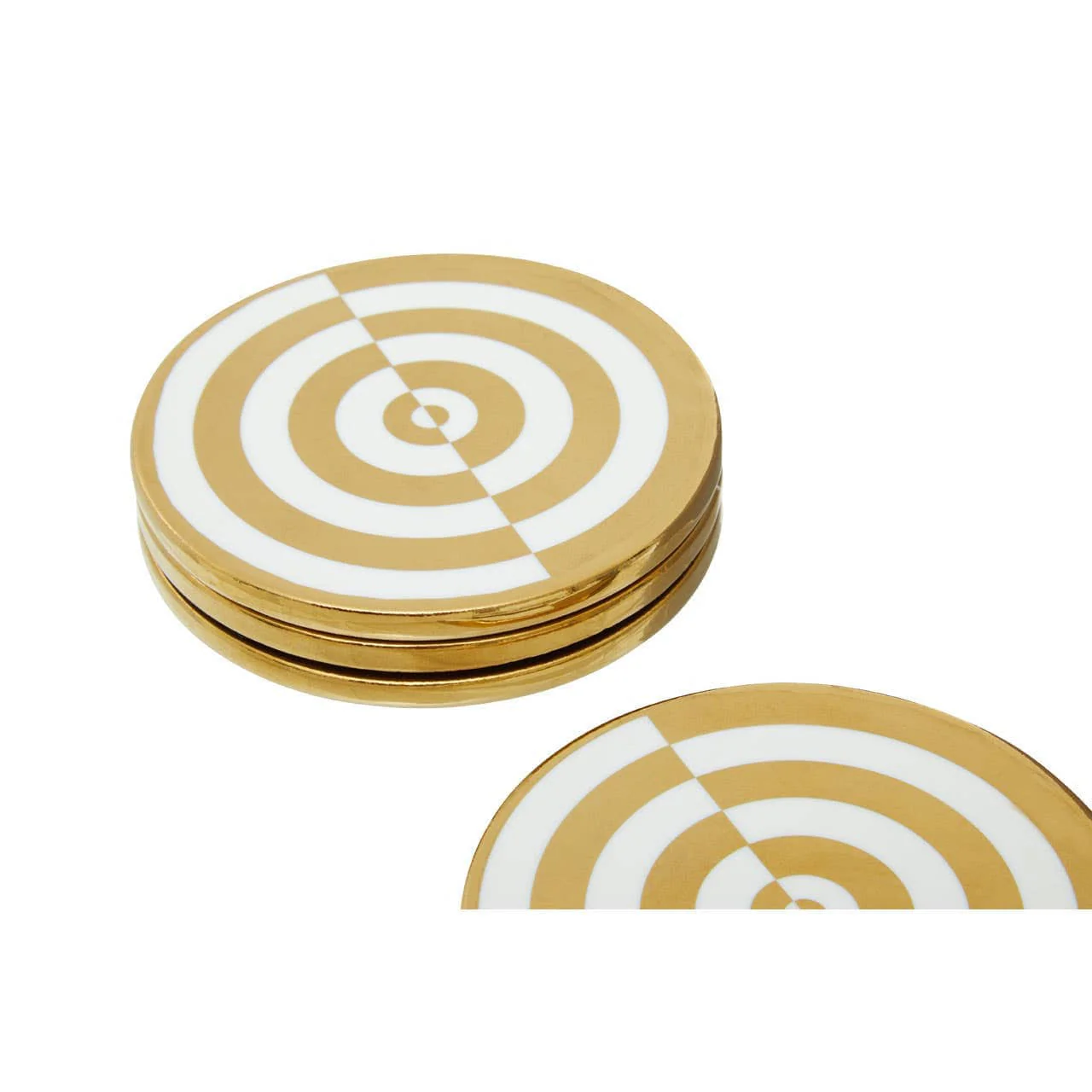 Curva Gold and White Set Of Four Coasters - Image 5