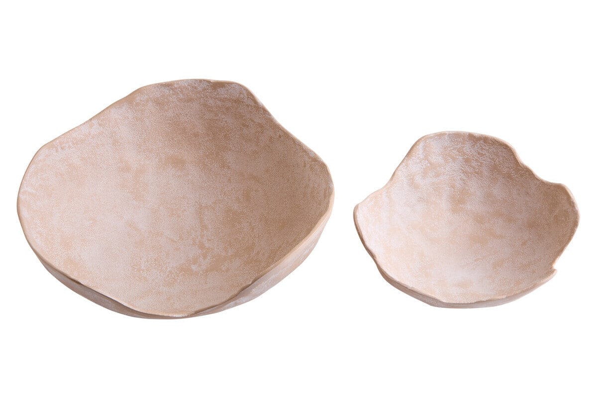 Densita Set of Two Textured Beige Whitewash Bowls - Image 2