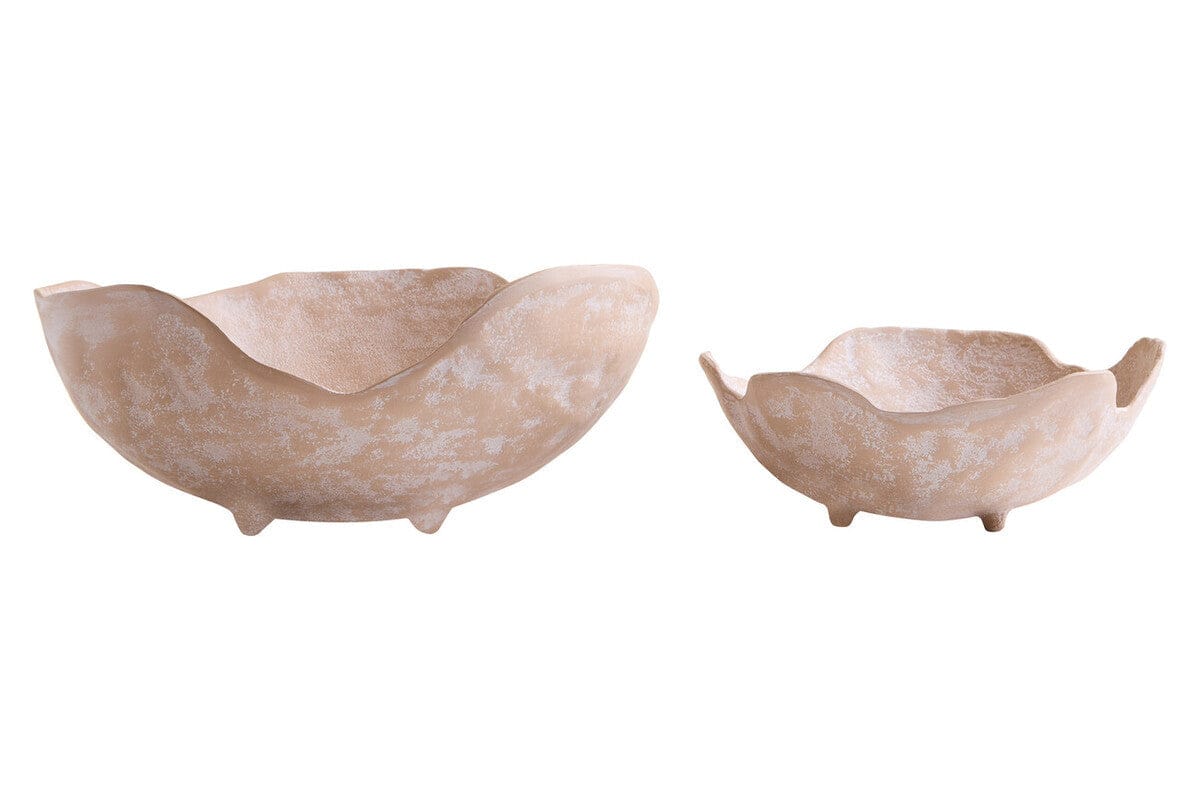 Densita Set of Two Textured Beige Whitewash Bowls - Image 4