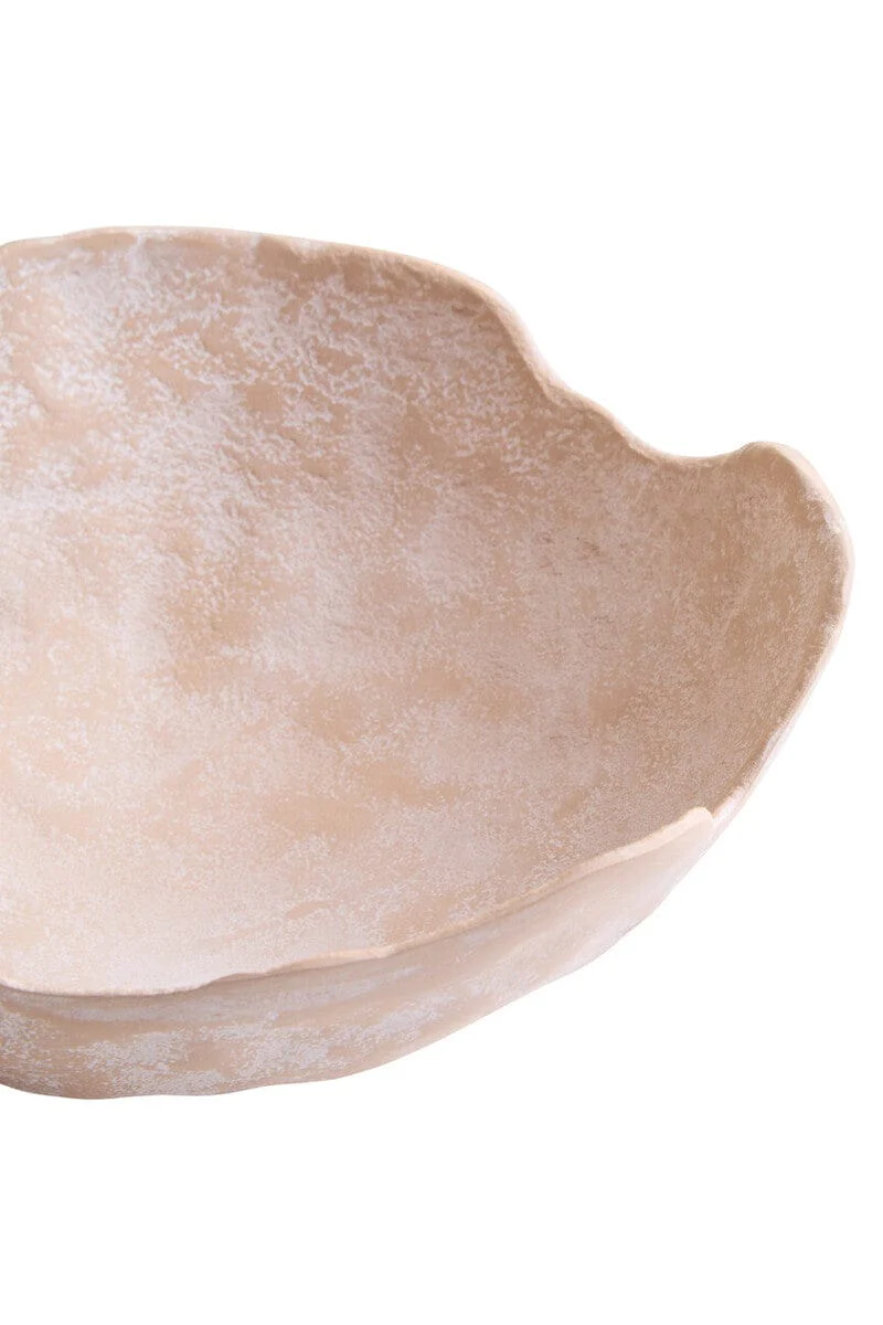 Densita Set of Two Textured Beige Whitewash Bowls - Image 5