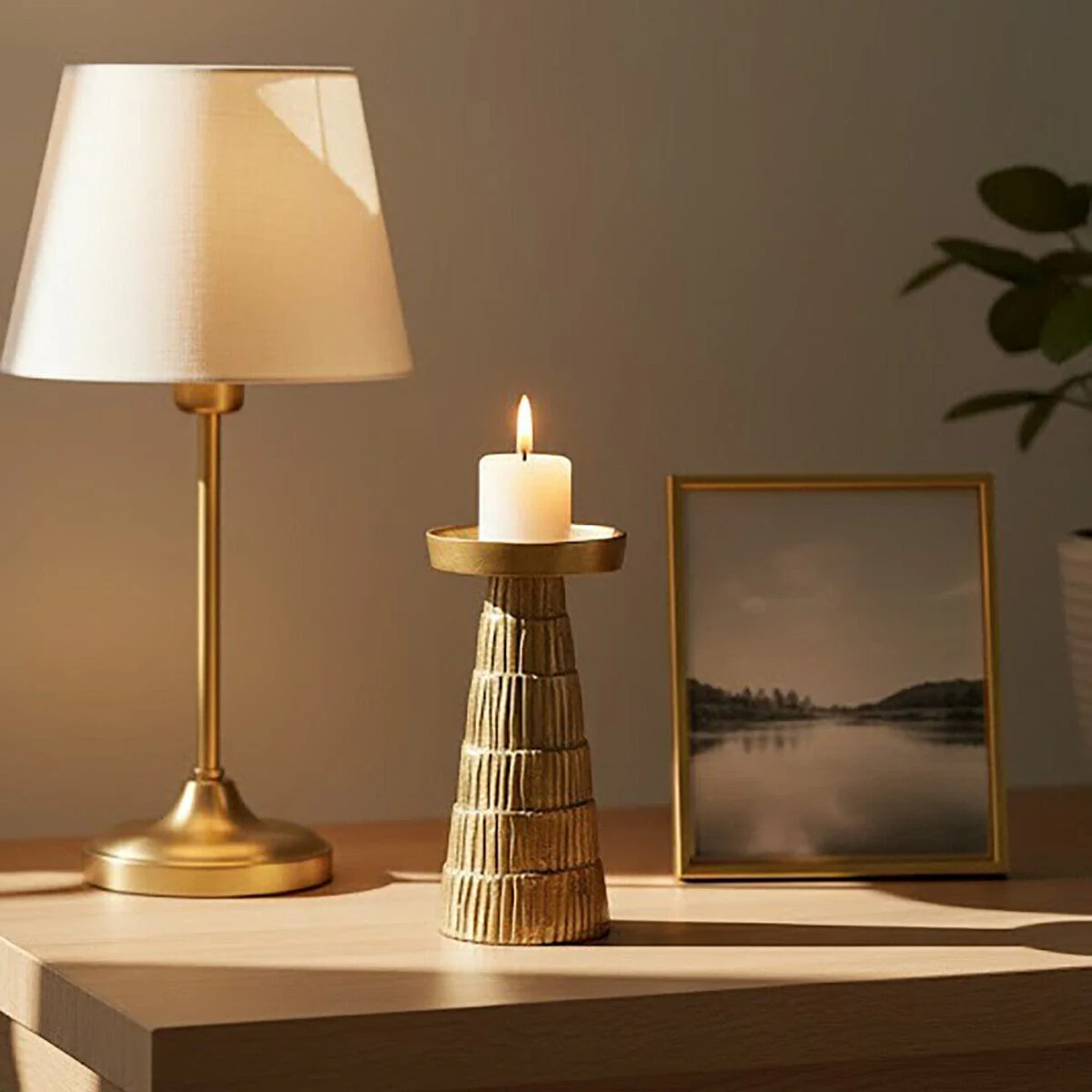 Deomali Small Gold Finish Candle Holder - Image 8