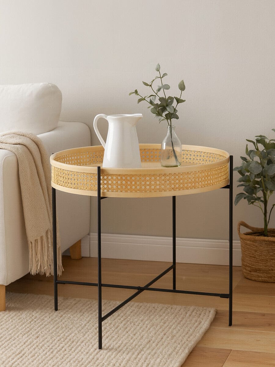 Depok Rattan Coffee Table With Cross Metal Base - Image 9