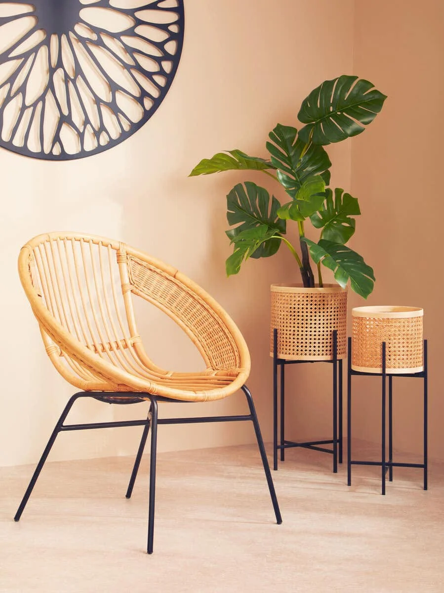 Depok Small Rattan Planter with Metal Stand - Image 8
