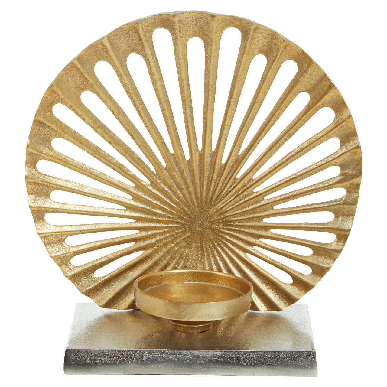 Dion Large Two Toned Silver and Gold Finish Candle Holder