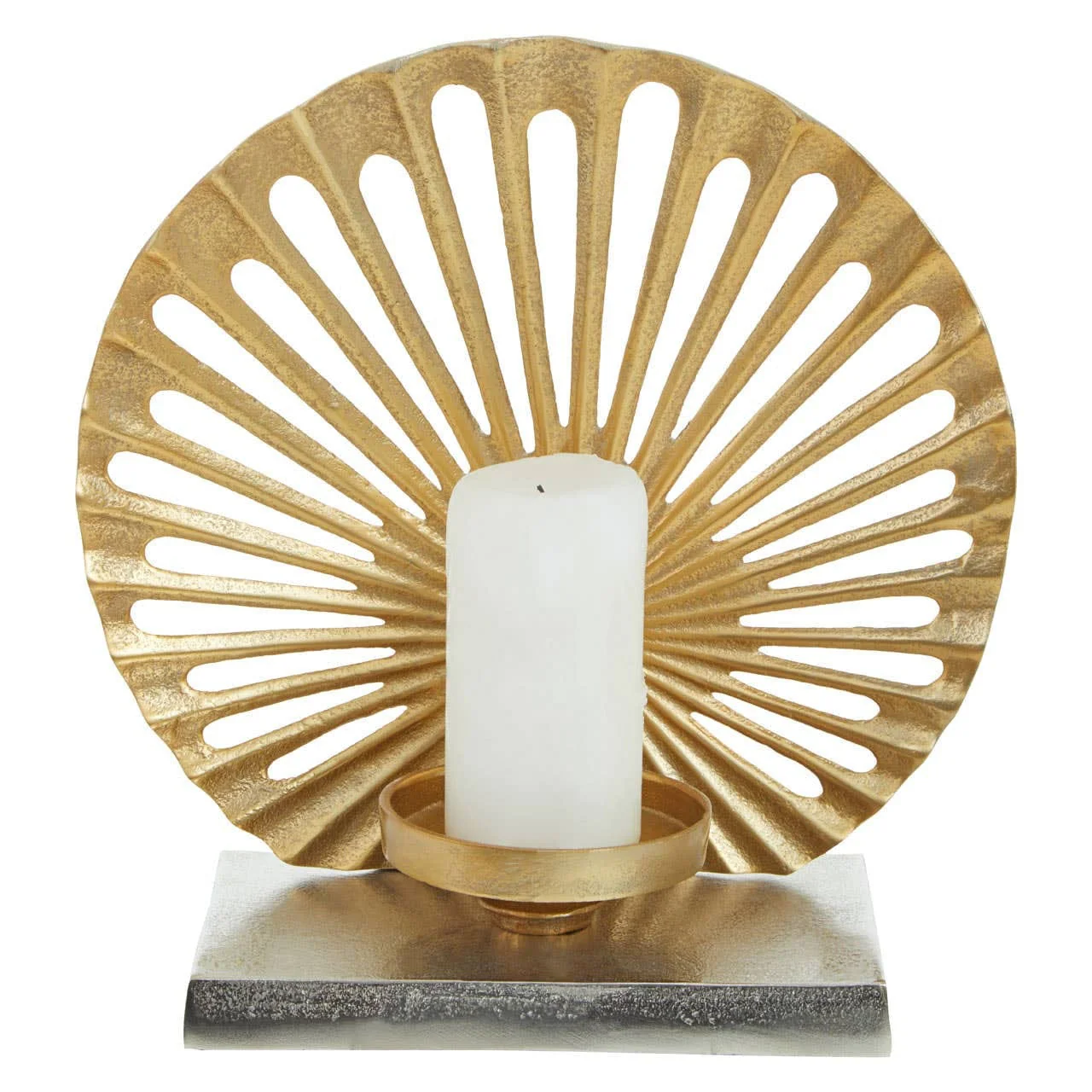 Dion Large Two Toned Silver and Gold Finish Candle Holder - Image 2