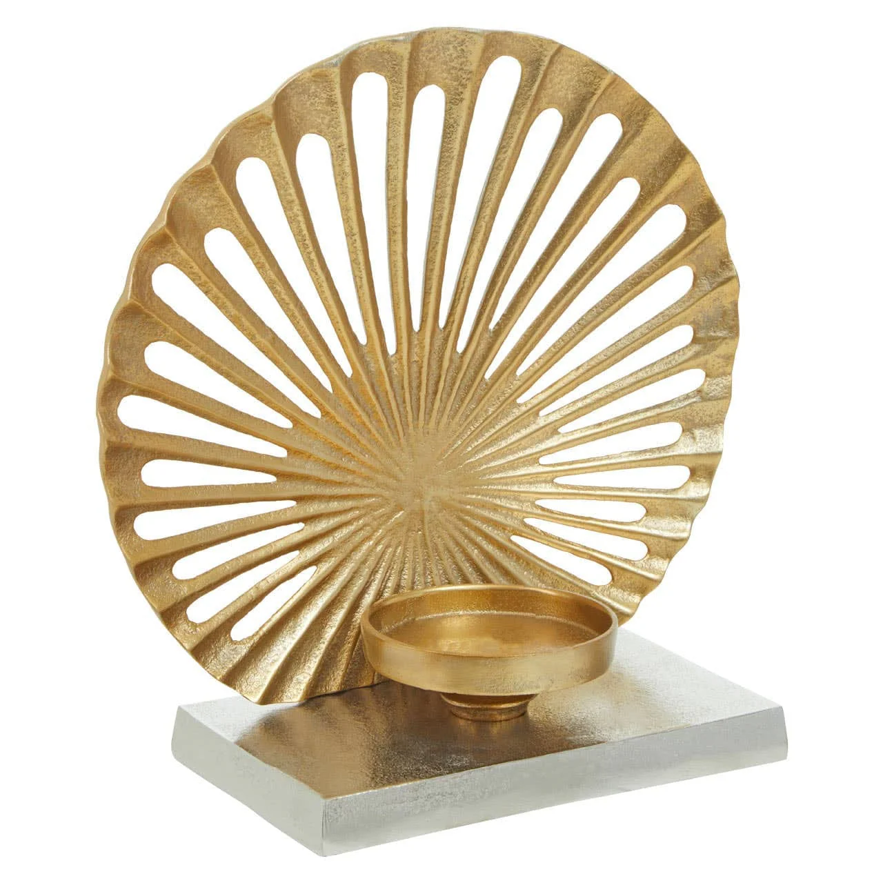Dion Large Two Toned Silver and Gold Finish Candle Holder - Image 3