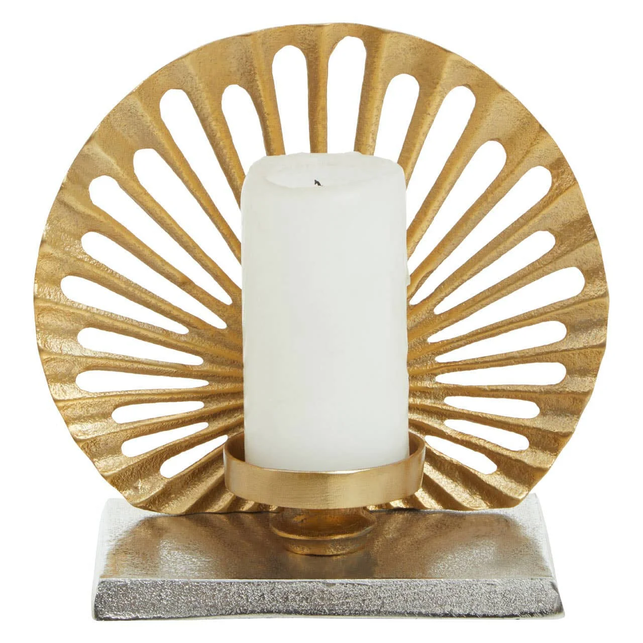 Dion Small Two Toned Silver and Gold Finish Candle Holder - Image 2