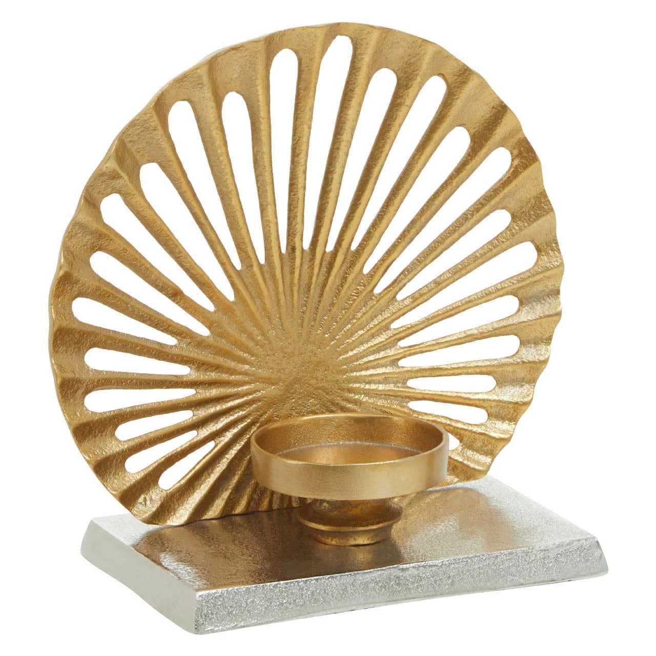 Dion Small Two Toned Silver and Gold Finish Candle Holder - Image 3
