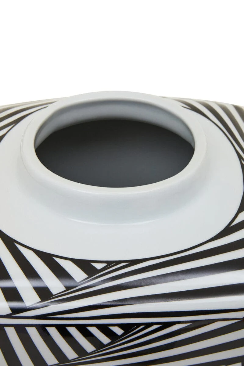 Doria Large Black And White Ceramic Jar - Image 4