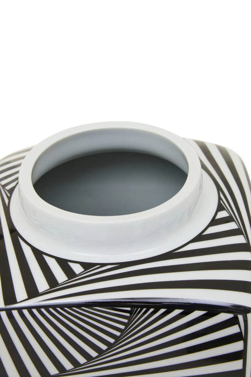 Doria Small Black And White Ceramic Jar - Image 5