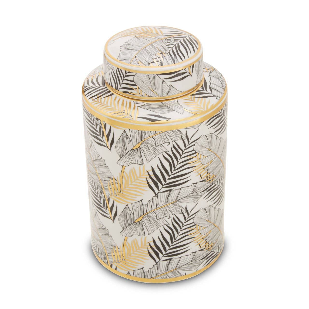 Doria Small Leaf Design Ceramic Jar - Image 2