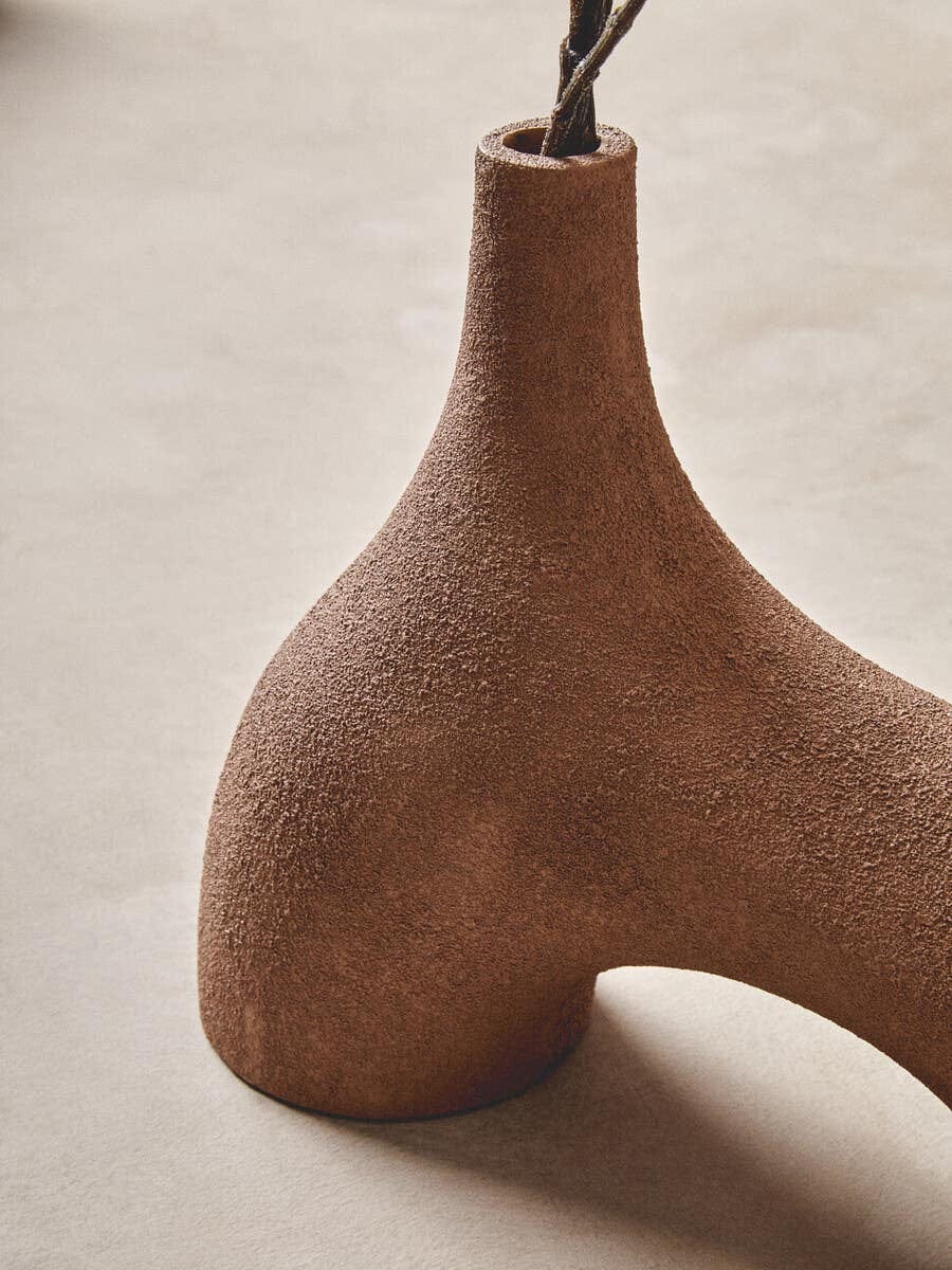 Dunas Small Textured Beige Abstract Vase - Image 11
