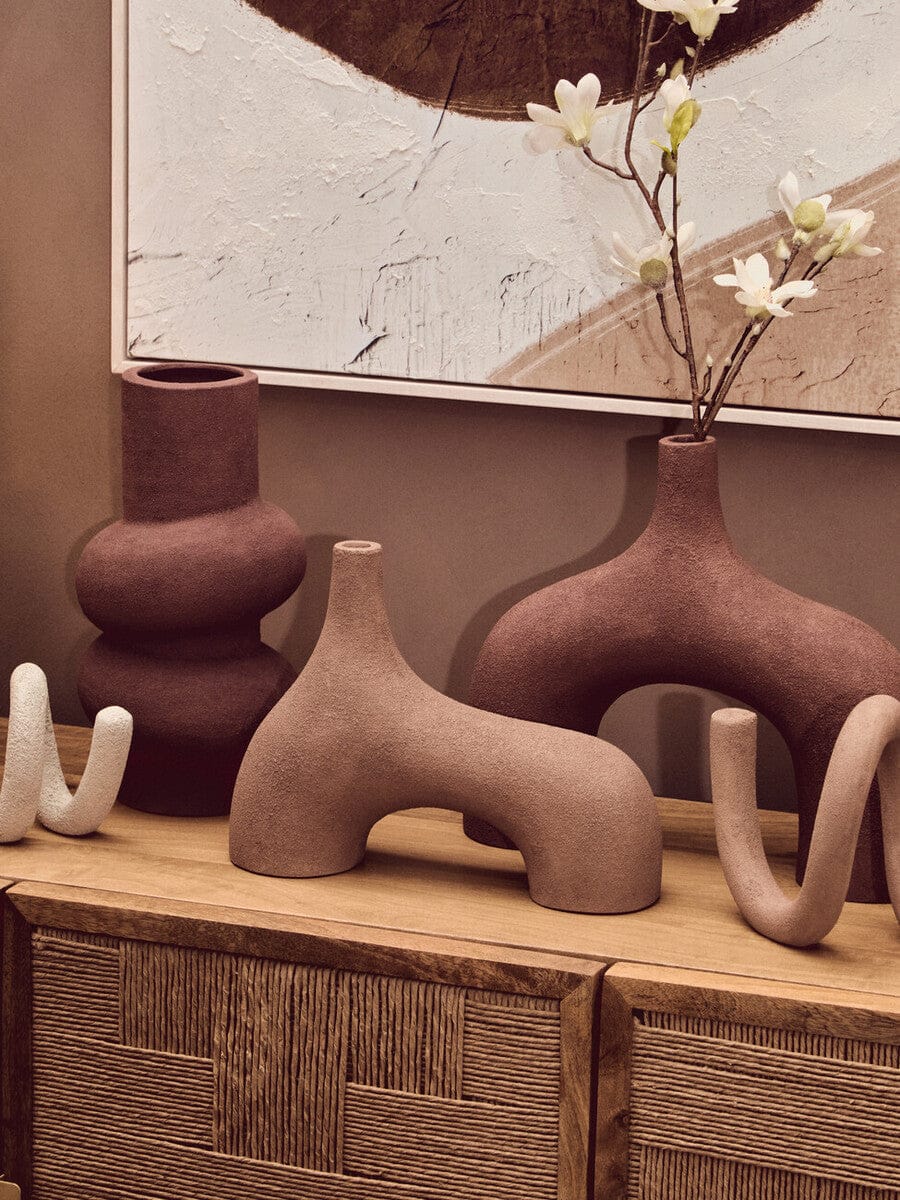 Dunas Small Textured Beige Abstract Vase - Image 18