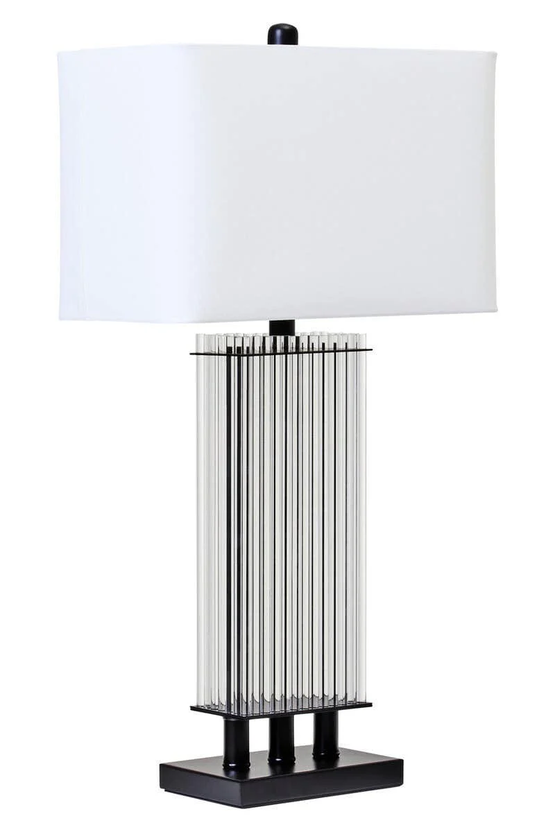 Elana Clear Glass Table Lamp With Matte Black Base - Image 3