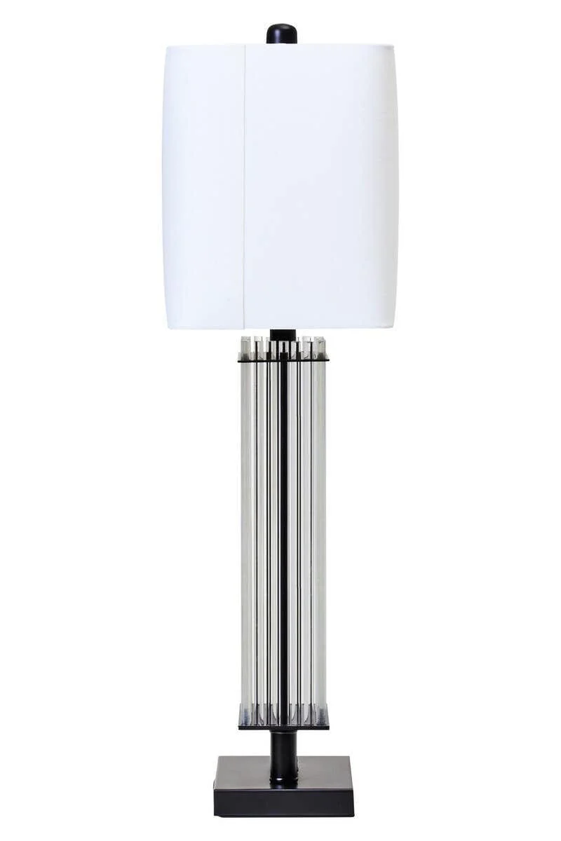 Elana Clear Glass Table Lamp With Matte Black Base - Image 4