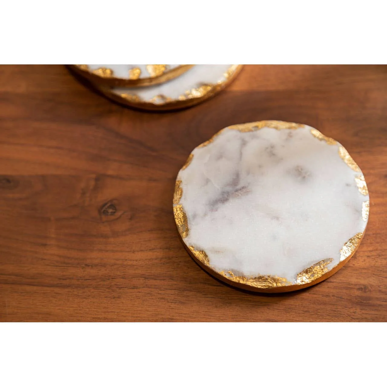 Empire Set Of 4 Round White Marble Coasters - Image 4