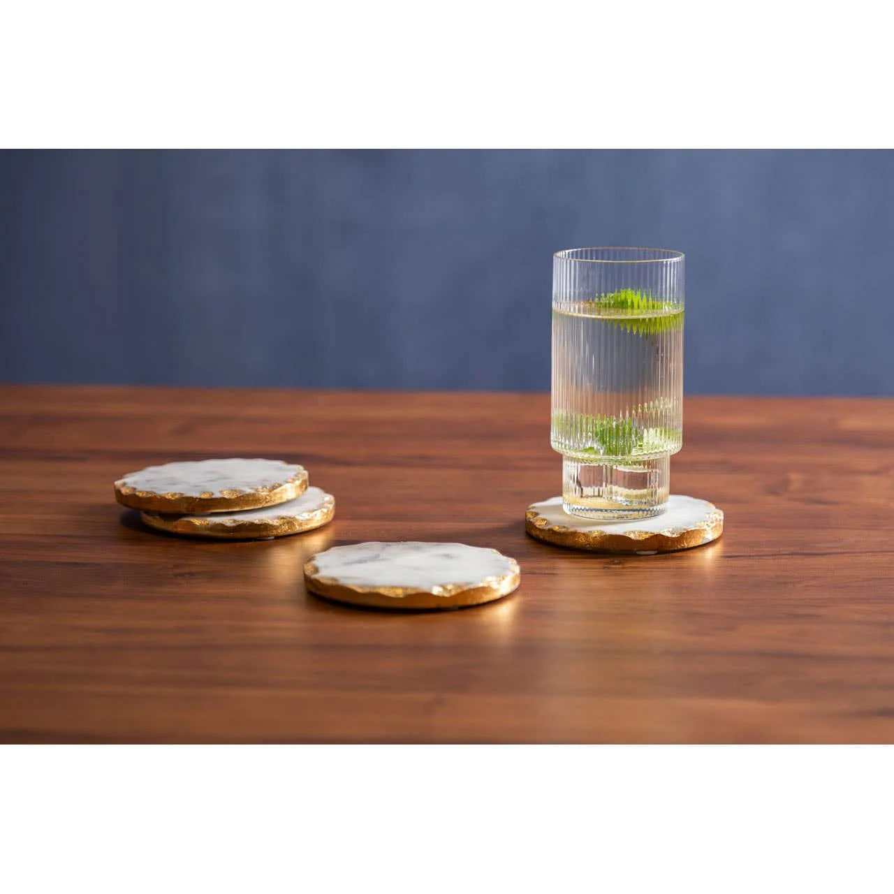 Empire Set Of 4 Round White Marble Coasters - Image 5