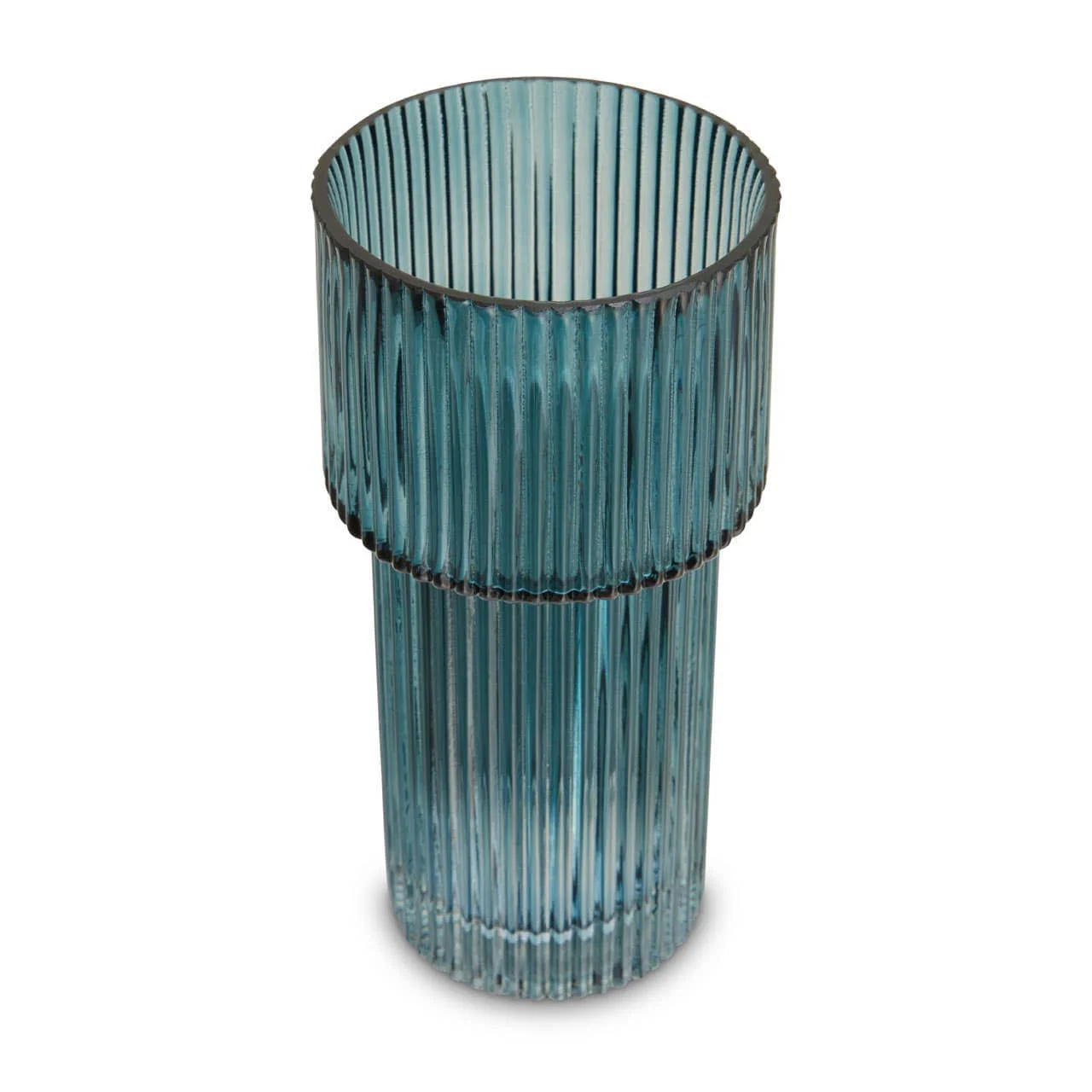 Esma Small Ribbed Blue Glass Vase - Image 3