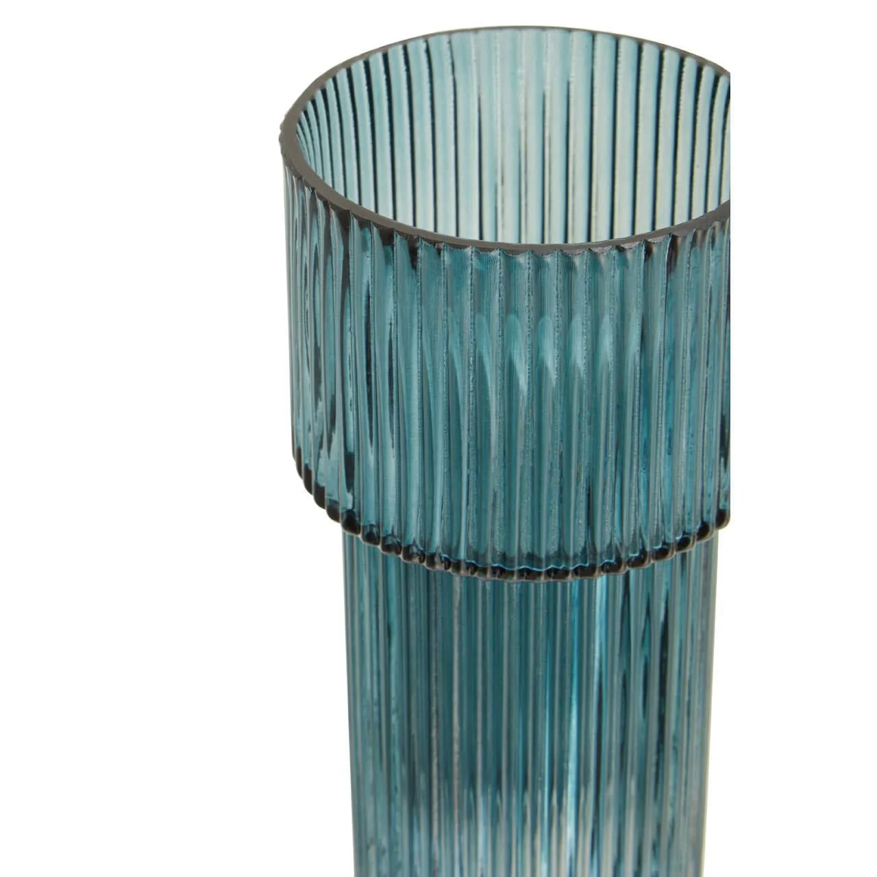 Esma Small Ribbed Blue Glass Vase - Image 4