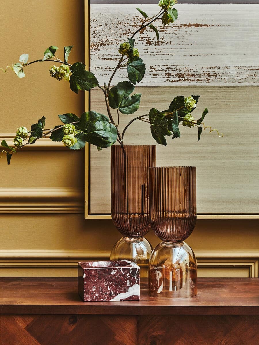 Esma Small Amber and Brown Glass Vase - Image 9