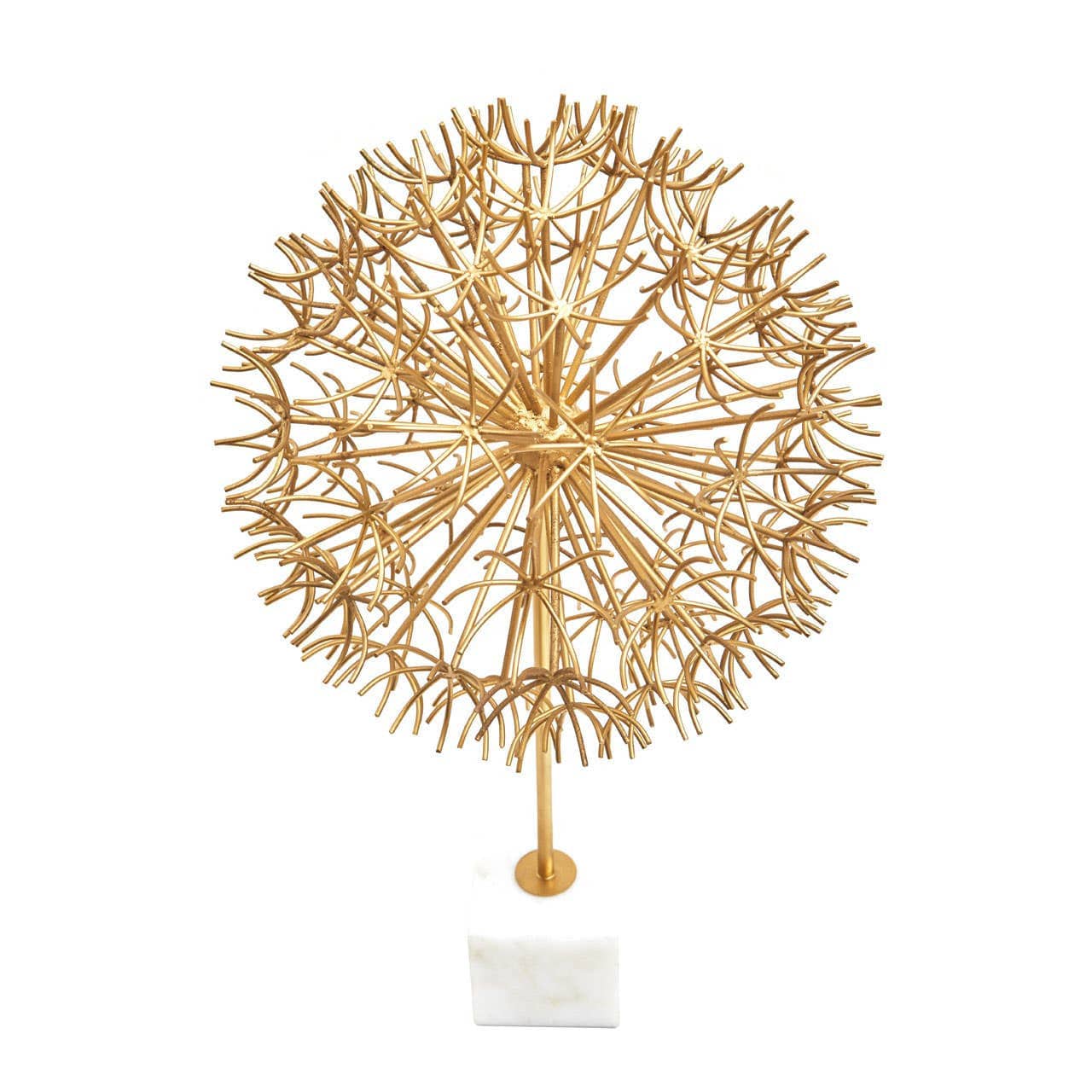 Evra Gold Dandelion Sculpture On White Marble Base - Image 2