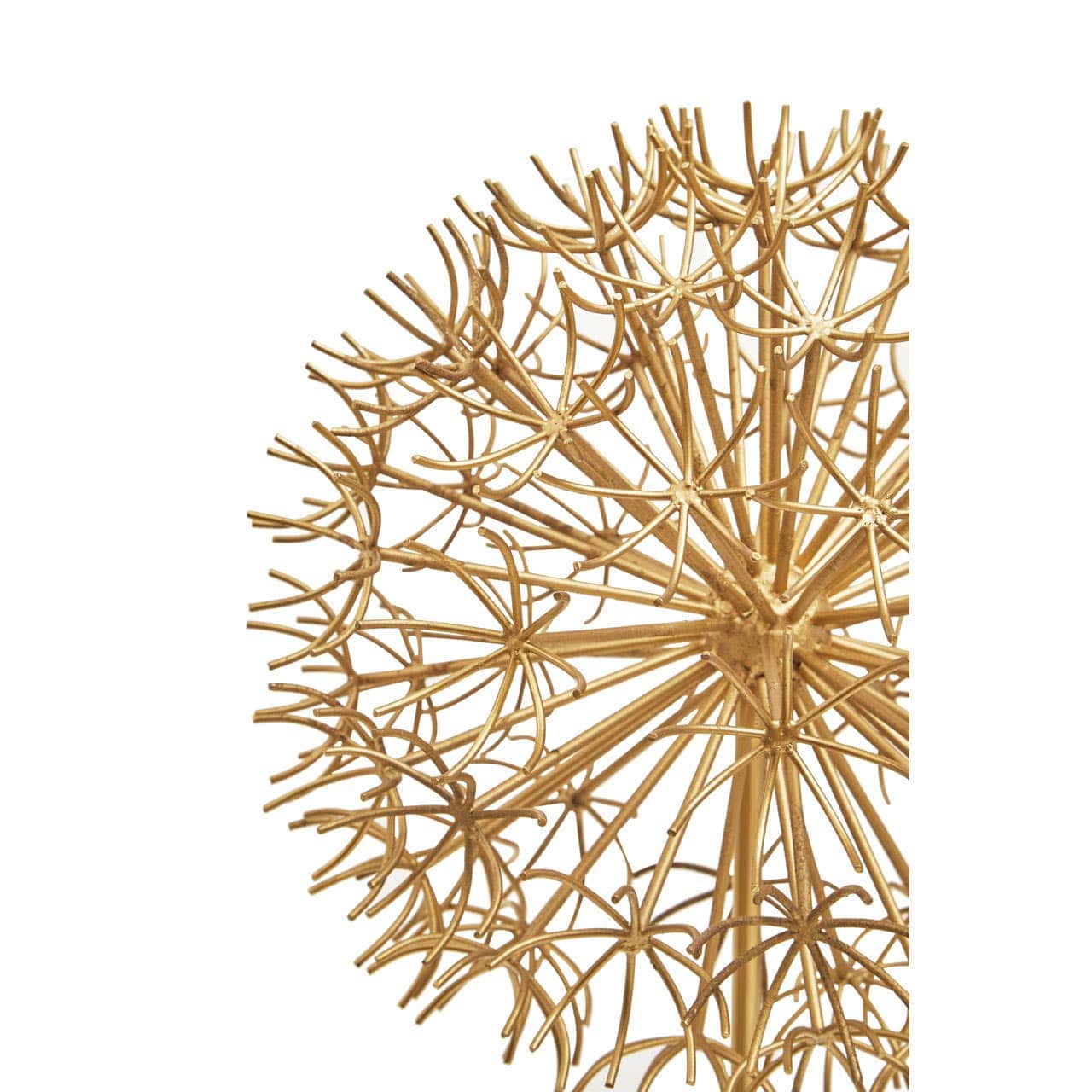 Evra Gold Dandelion Sculpture On White Marble Base - Image 7