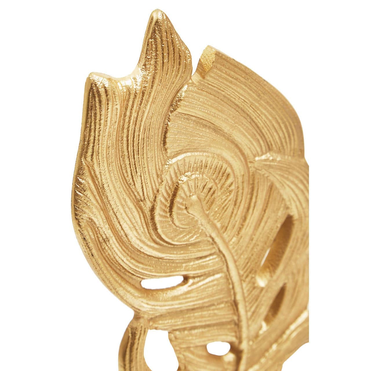 Evra Gold Peacock Feather Sculpture On White Marble Base - Image 5