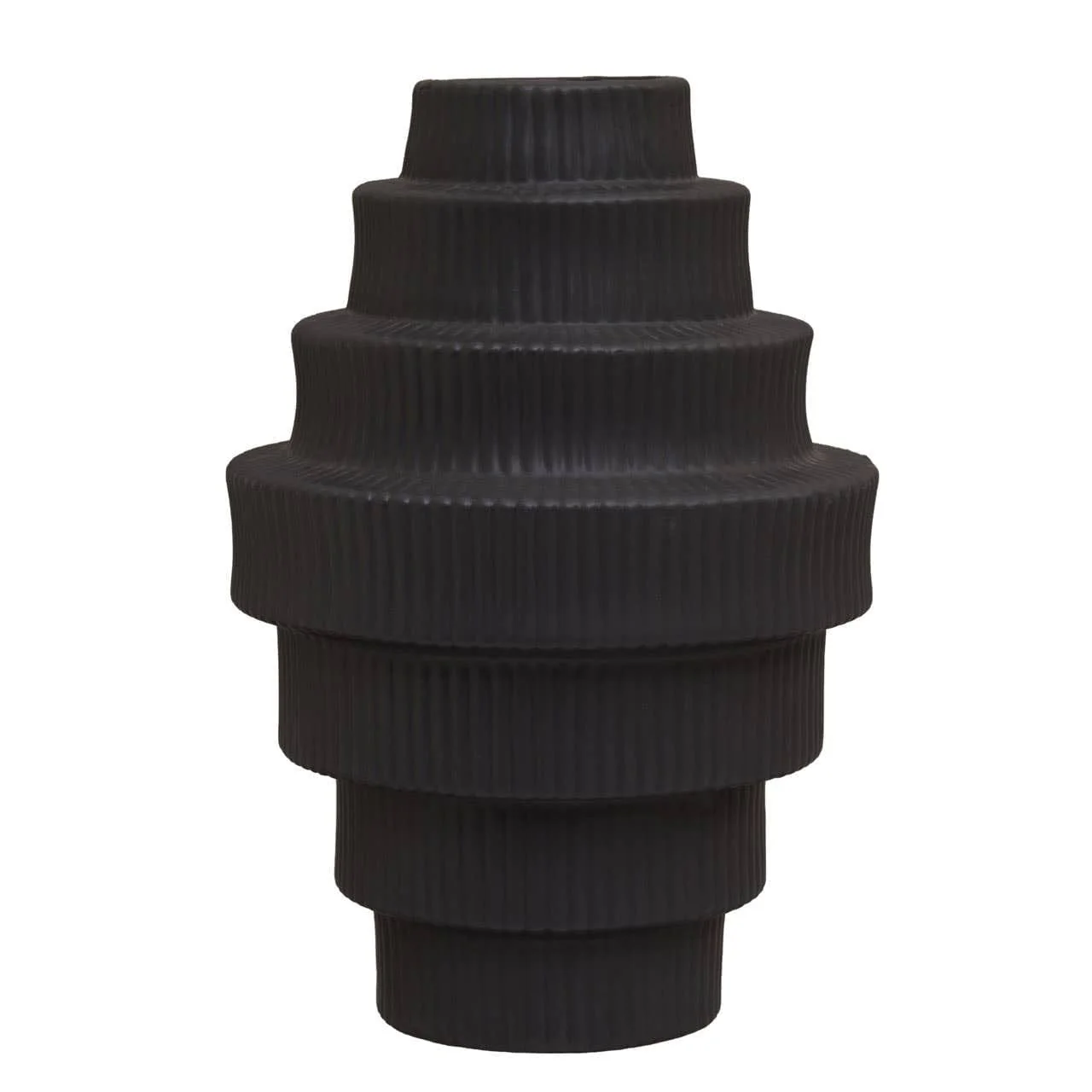 Fabia Black Large Step Design Vase