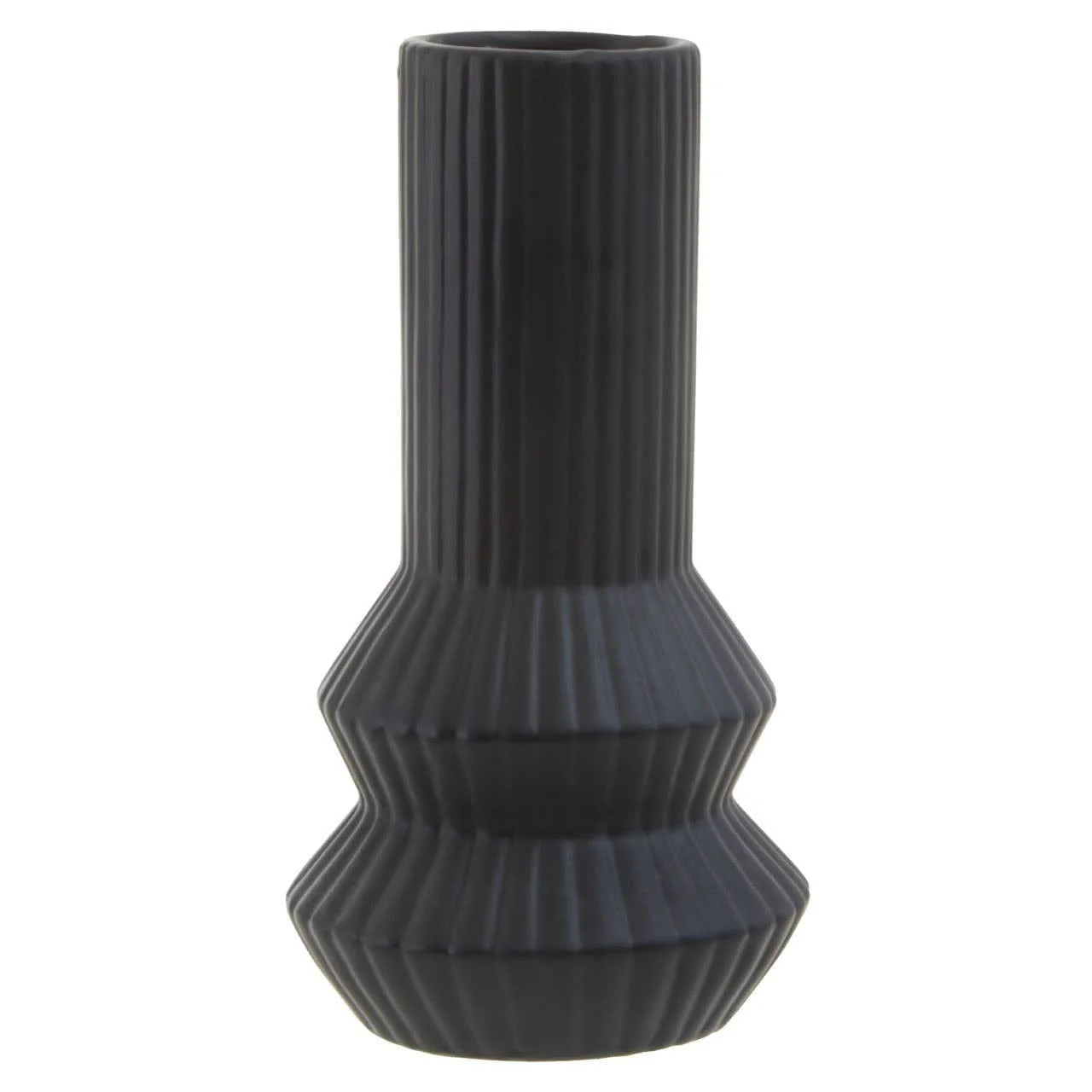 Fabia Black Ribbed Vase