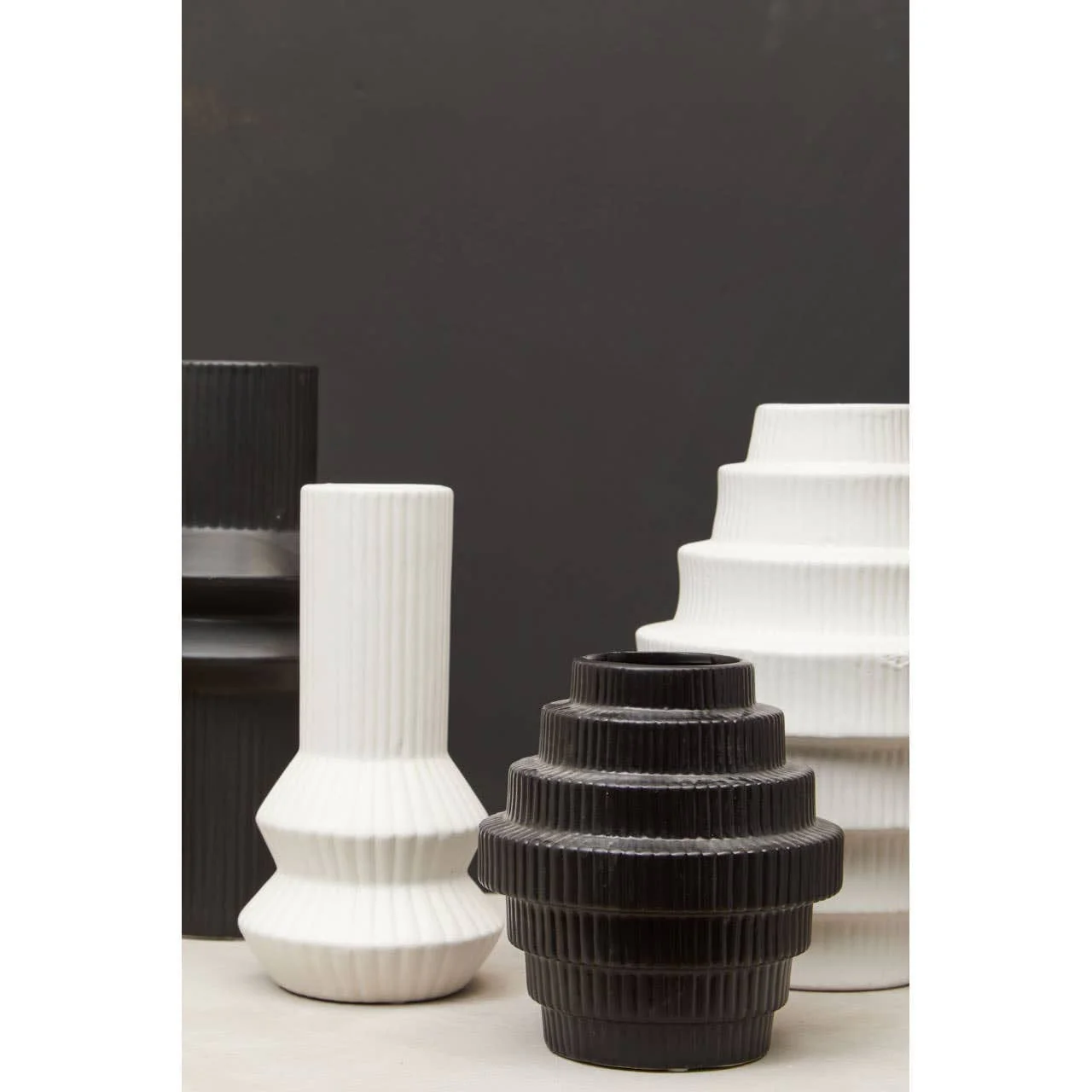 Fabia White Ribbed Vase - Image 6